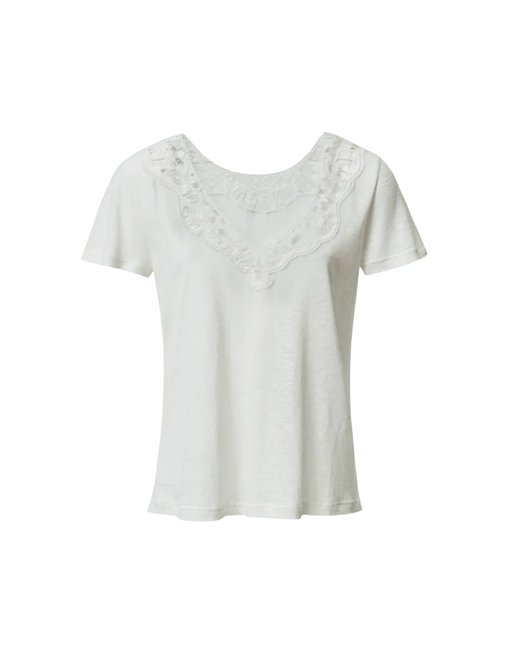 Camiseta Salsa Jeans Lisa con Encaje Arena - ECRU