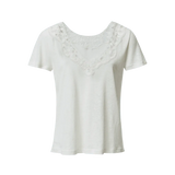 Camiseta Salsa Jeans Lisa con Encaje Arena - ECRU