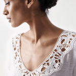 Camiseta Salsa Jeans Lisa con Encaje Arena - ECRU