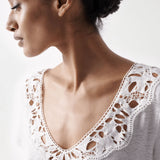 Camiseta Salsa Jeans Lisa con Encaje Arena - ECRU