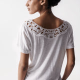 Camiseta Salsa Jeans Lisa con Encaje Arena - ECRU