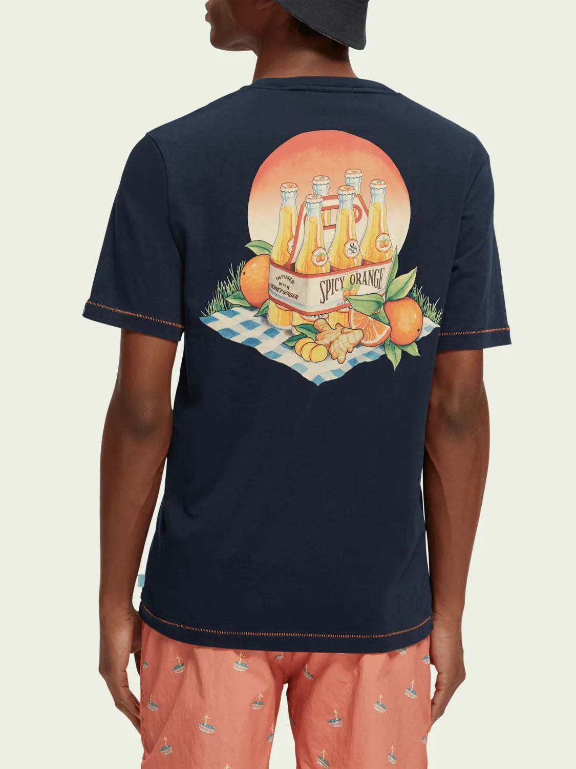 Camiseta Scotch & Soda Spicy Orange - ECRU