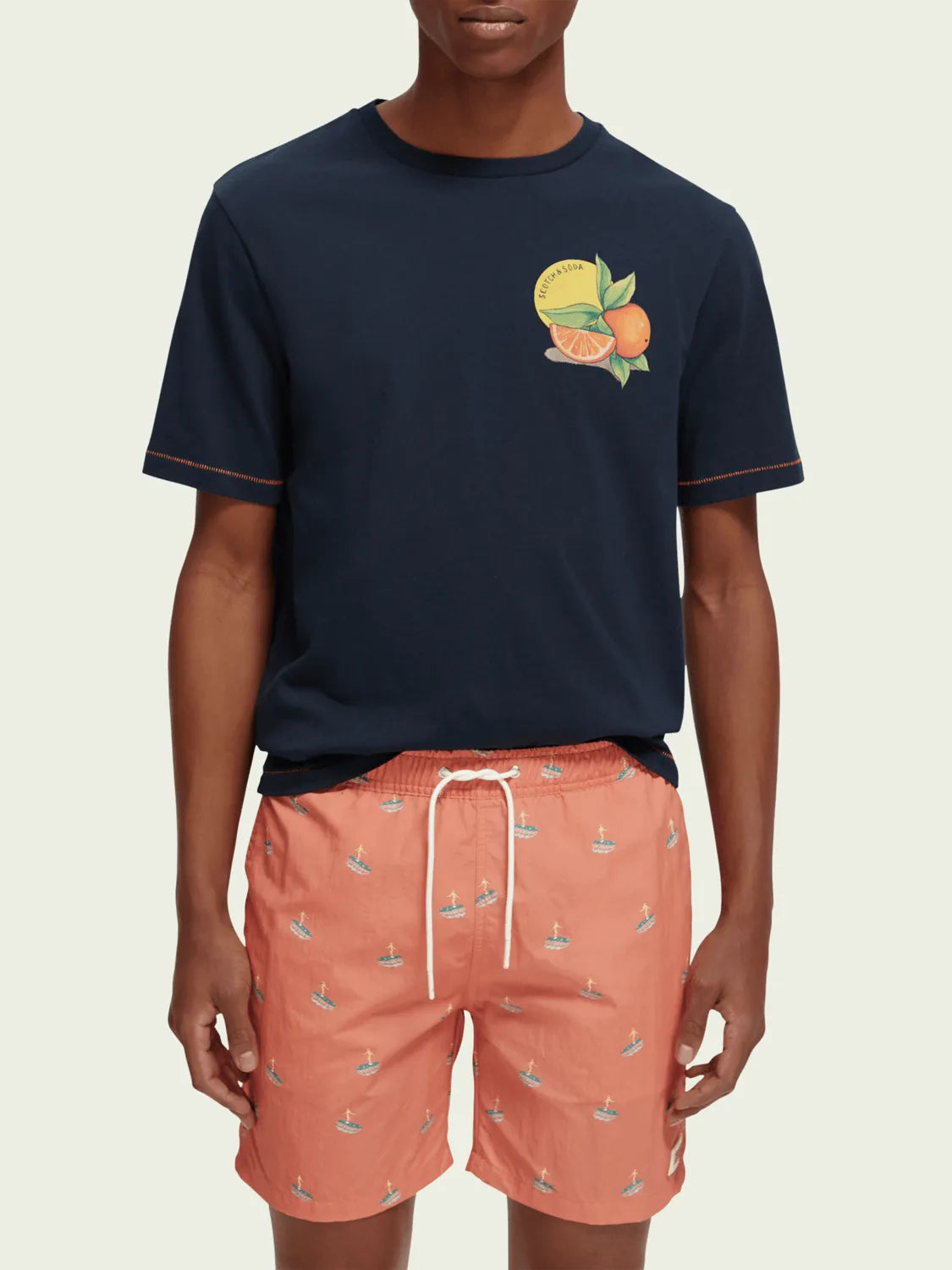 Camiseta Scotch & Soda Spicy Orange - ECRU