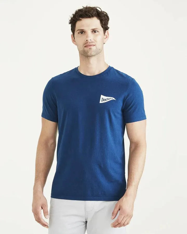 Camiseta Slim Logo Poseidon Blue - ECRU