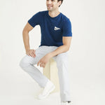 Camiseta Slim Logo Poseidon Blue - ECRU