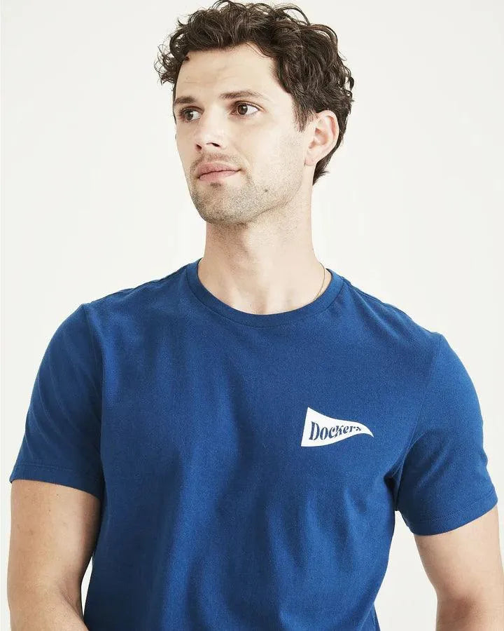 Camiseta Slim Logo Poseidon Blue - ECRU