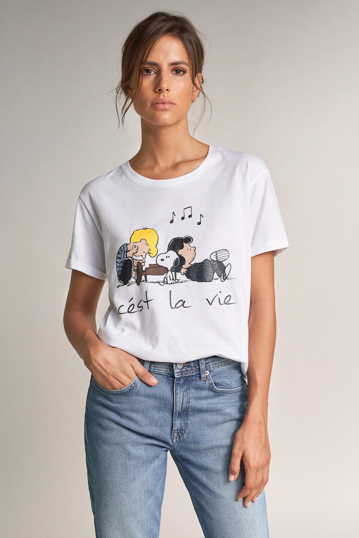 Camiseta Snoopy C'Est La Vie - ECRU