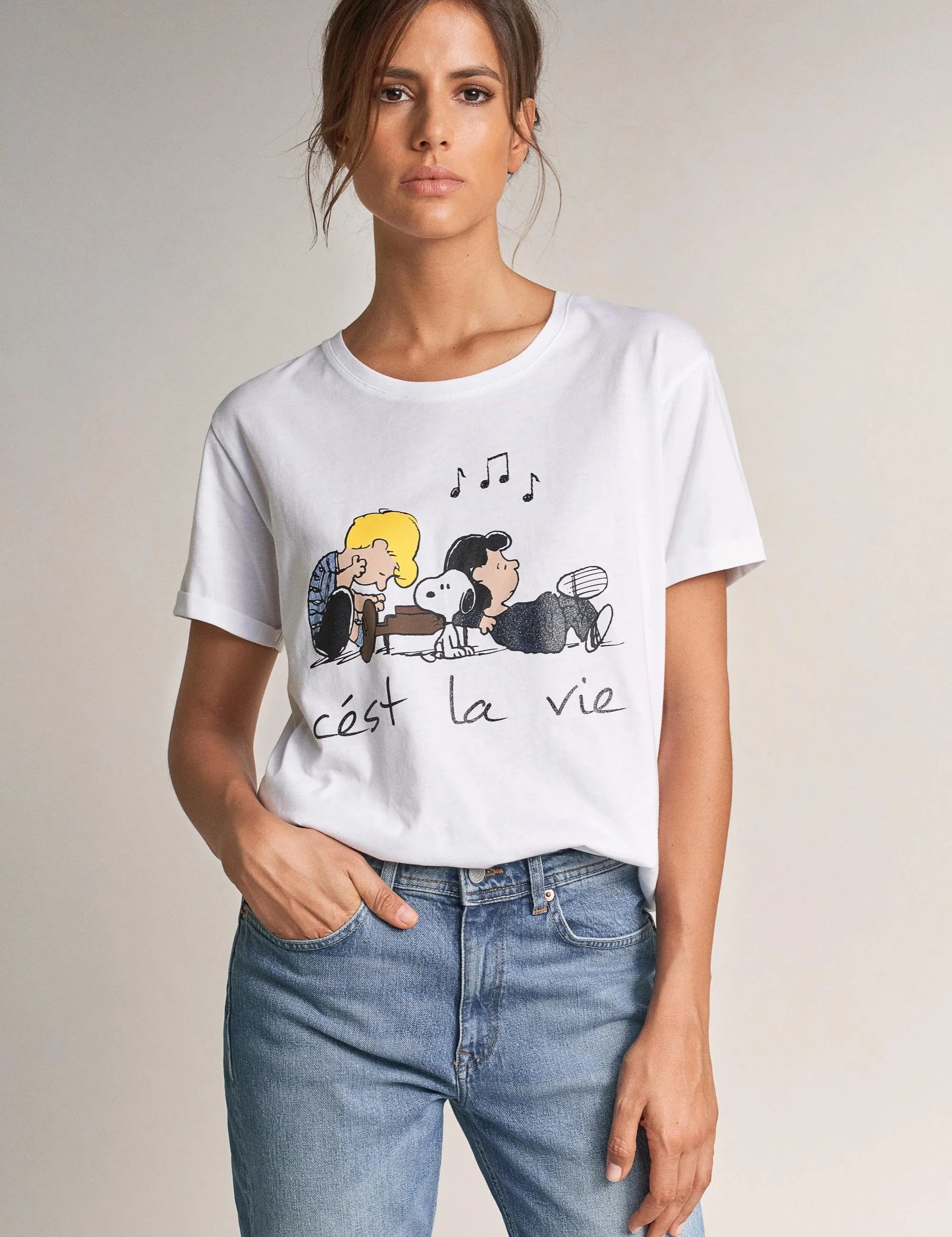 Camiseta Snoopy C'Est La Vie - ECRU