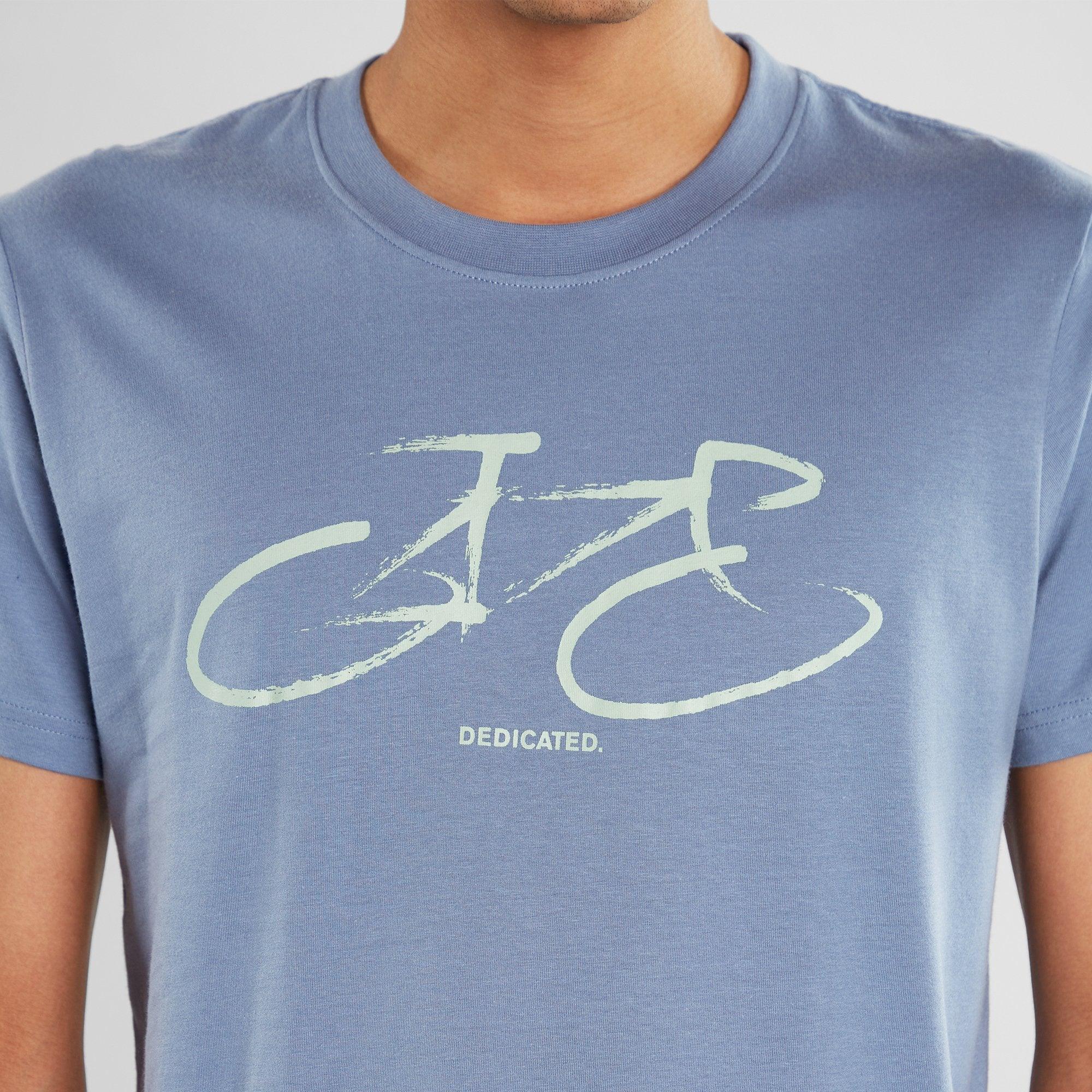 Camiseta Stockholm Marker Bike Steel Blue - ECRU