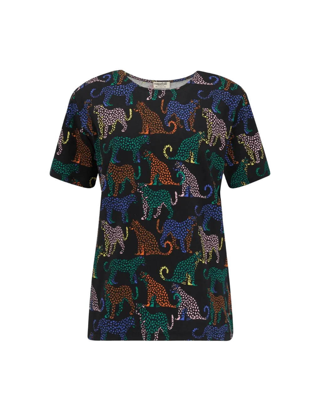 Camiseta Sugarhill Ronah Black Colourful Leopard Spots - ECRU