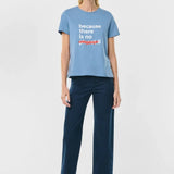 Camiseta Underlined Artic Blue - ECRU