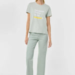 Camiseta Underlined Light Moss - ECRU