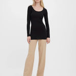 Camiseta Vero Moda Manga Larga Maxi Black - ECRU