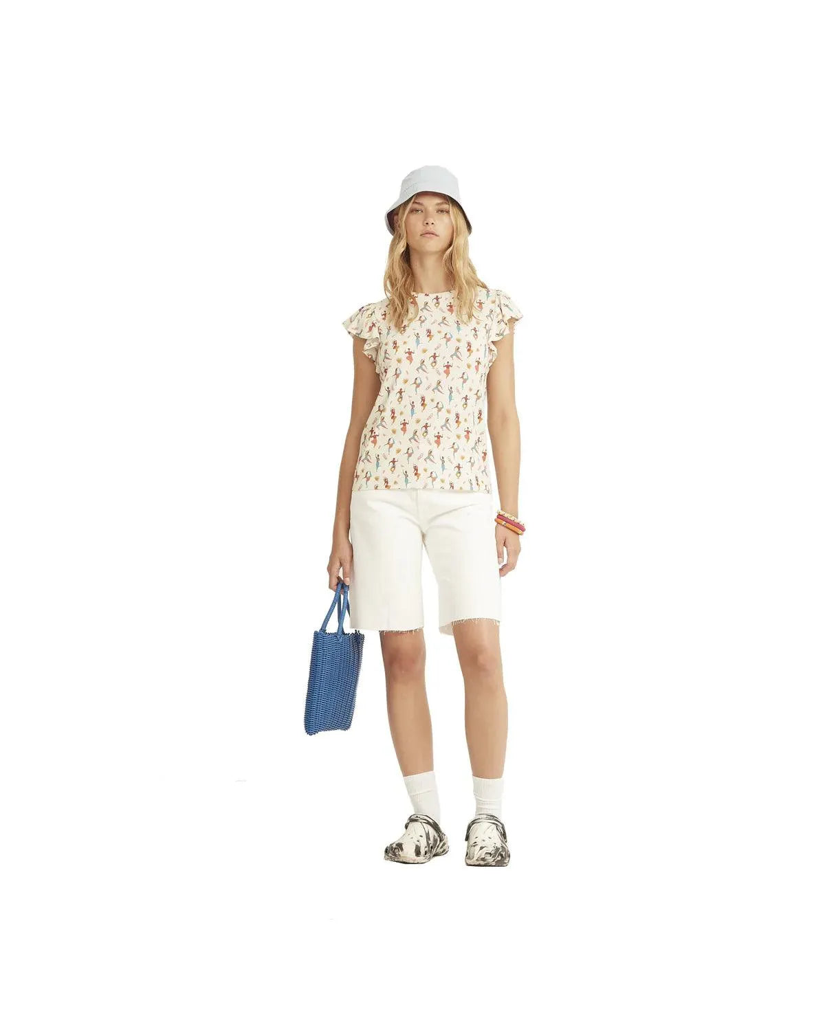 Camiseta Xantik Manga Volante Bollywood - ECRU