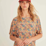 Camiseta Xantik Oversize Floral Fields - ECRU