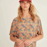 Camiseta Xantik Oversize Floral Fields - ECRU