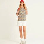 Camiseta Xantik Oversize Floral Fields - ECRU