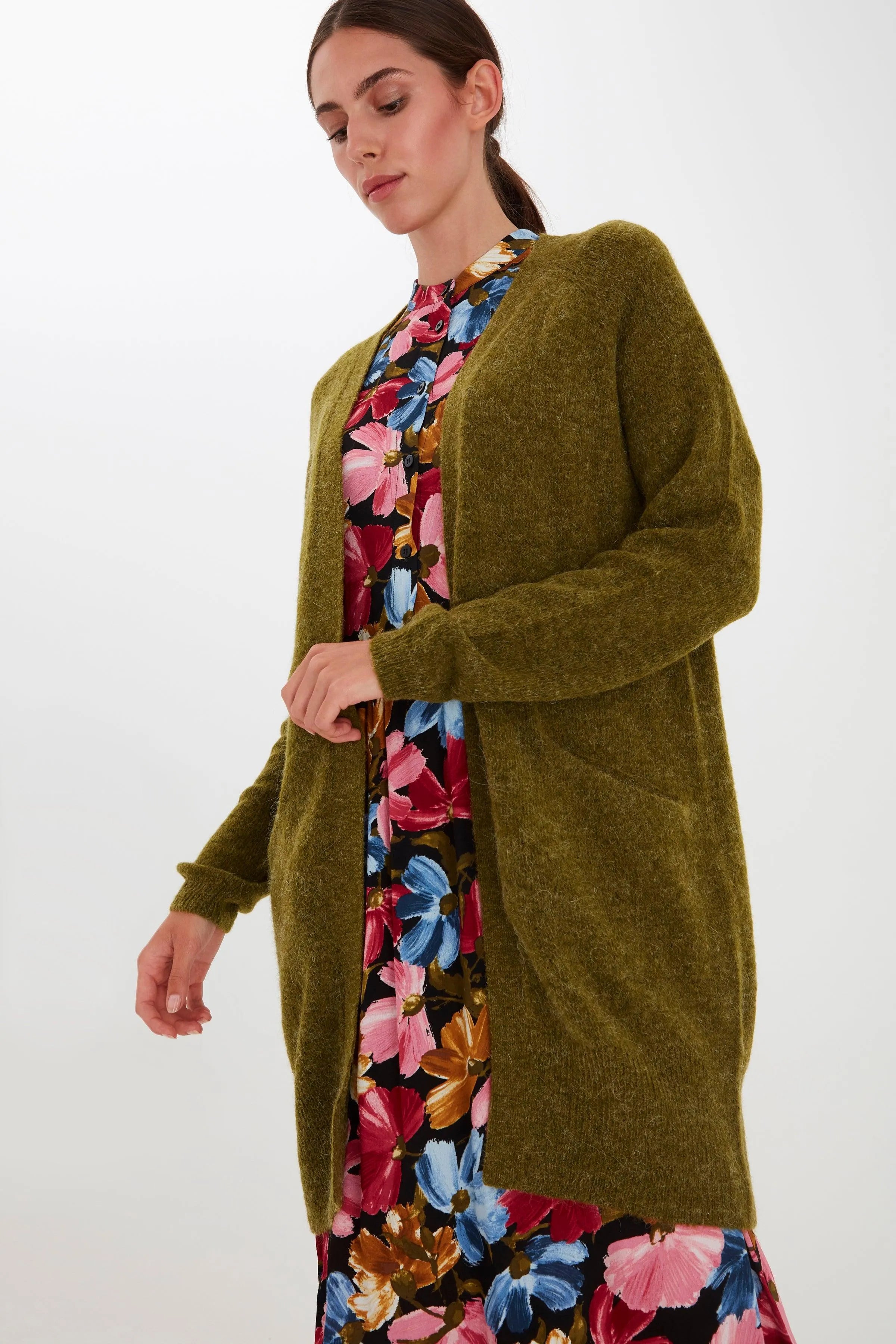 Cardigan Amara Fir Green - ECRU