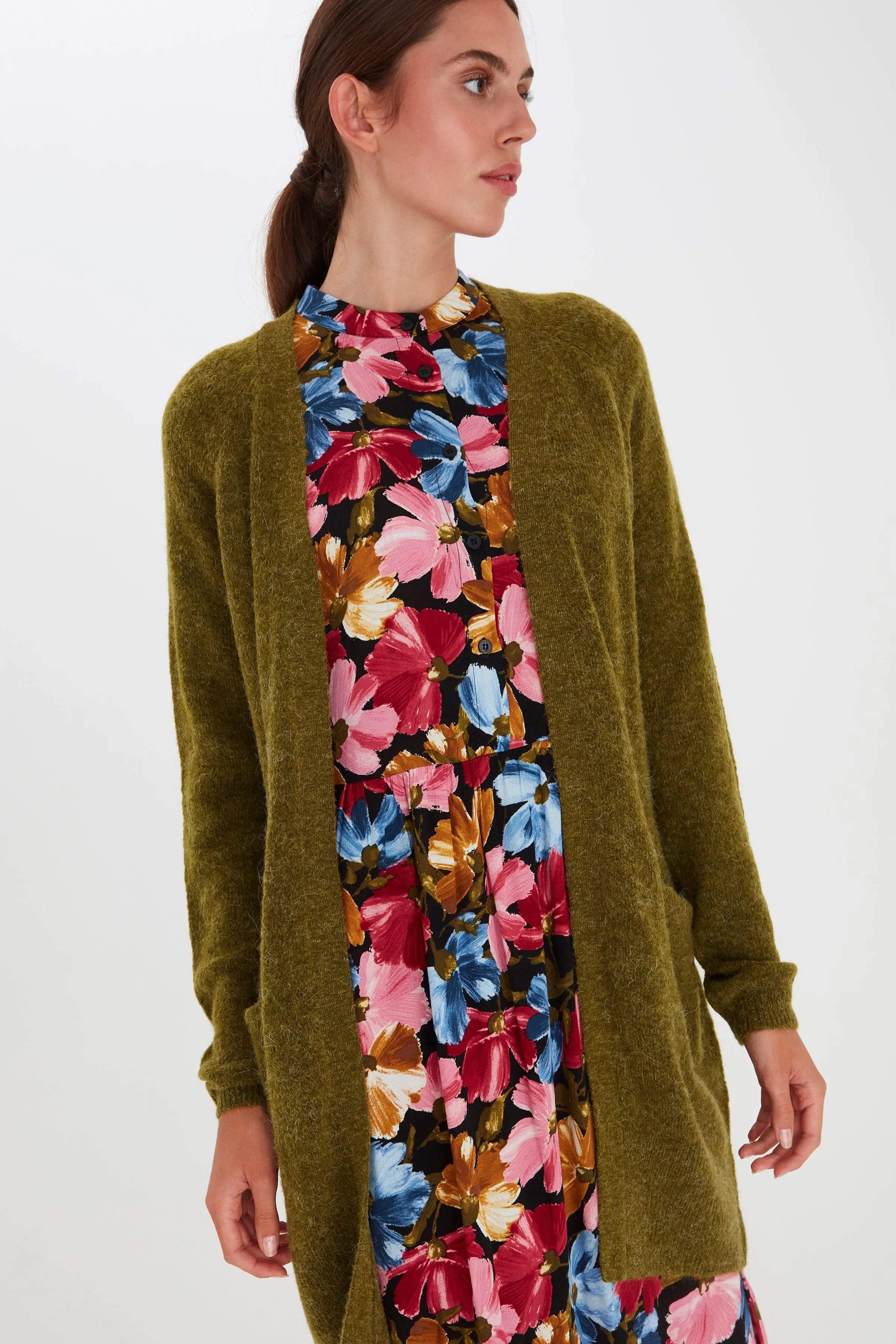 Cardigan Amara Fir Green - ECRU