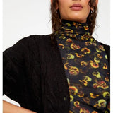 Cardigan de punto con botones y detalle de ochos negro - ECRU