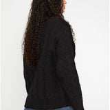 Cardigan de punto con botones y detalle de ochos negro - ECRU