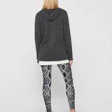 Cardigan Hood Brilliant Dark Grey Melange - ECRU