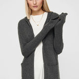 Cardigan Hood Brilliant Dark Grey Melange - ECRU