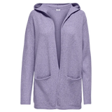 Cardigan Hood Brilliant Violet Tulip - ECRU