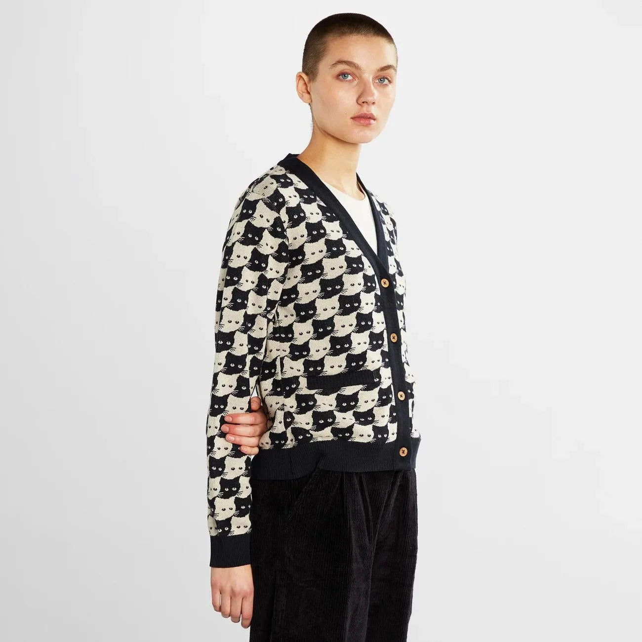 Cardigan Iggesund Pepita Cats Oat White - ECRU