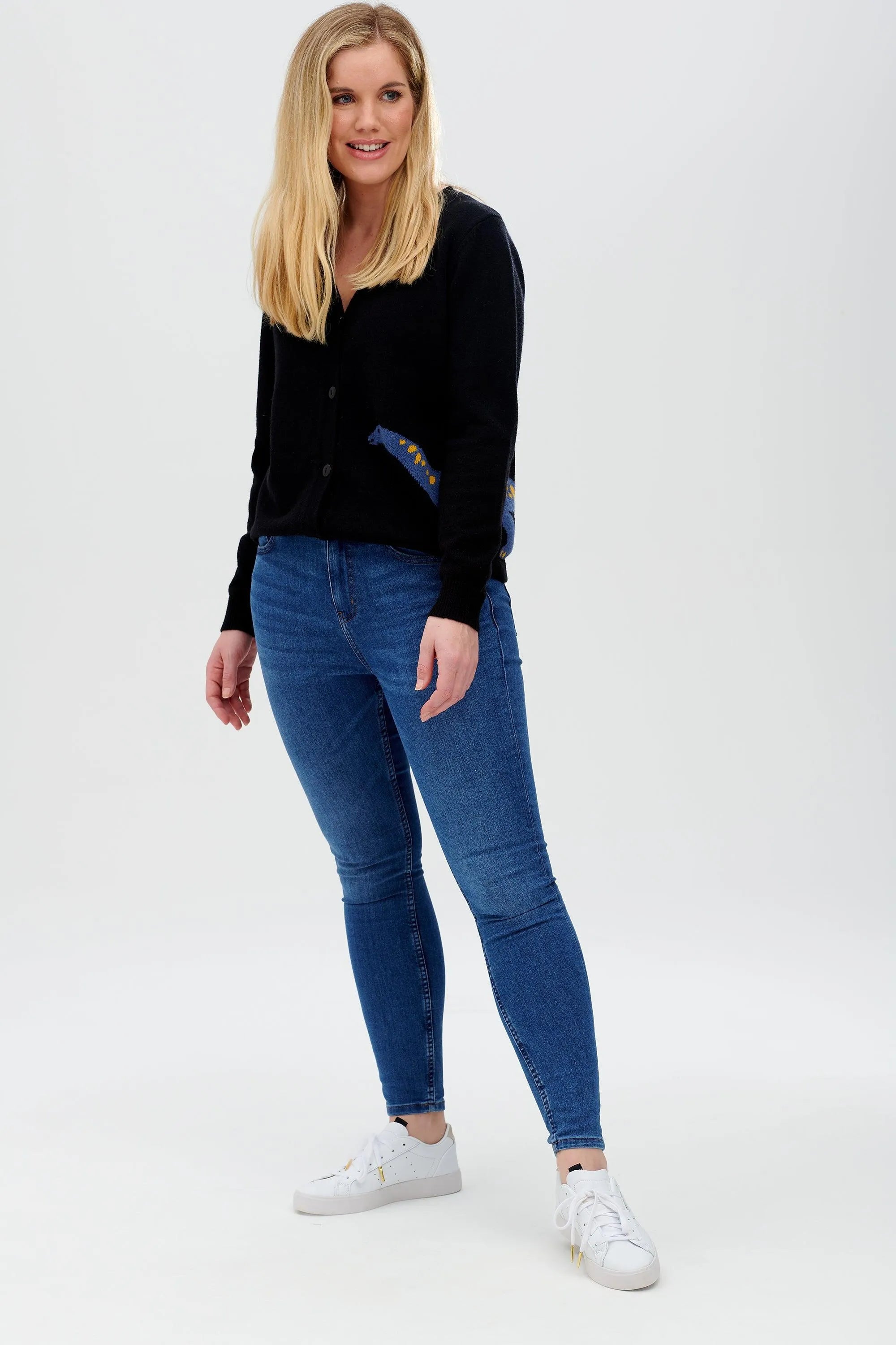 Cárdigan Jennifer Negro, Dino Pop - ECRU