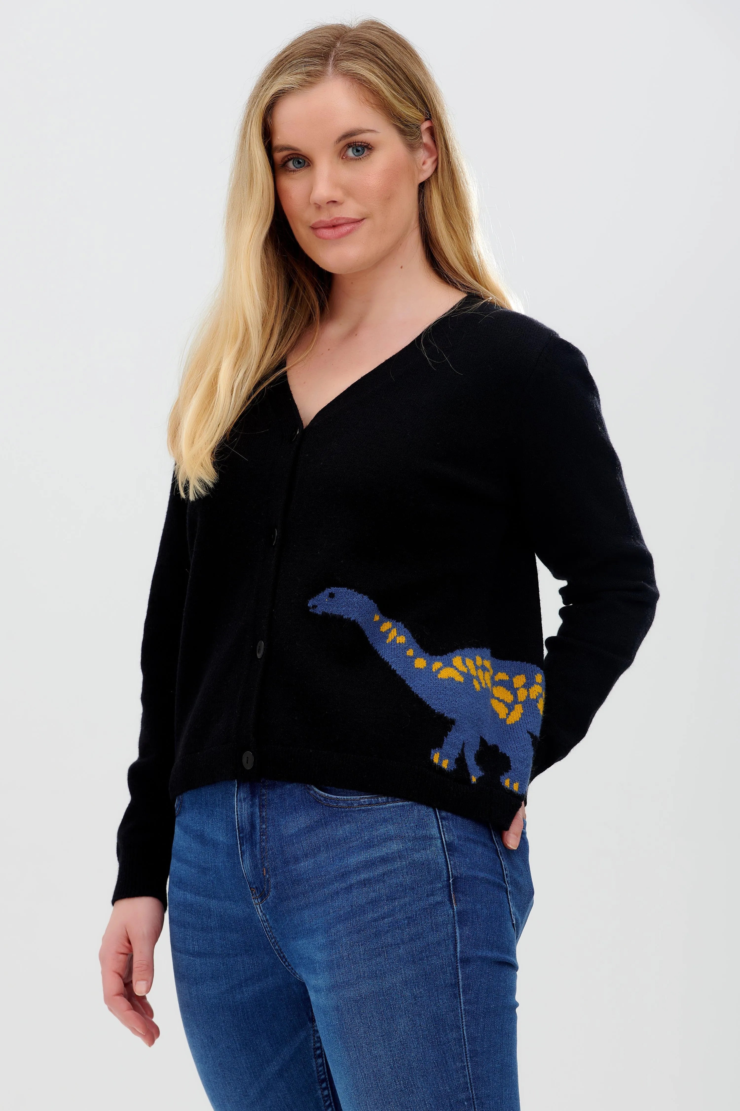 Cárdigan Jennifer Negro, Dino Pop - ECRU