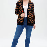 Cárdigan Leanne Negro, Color Pop Leopard - ECRU