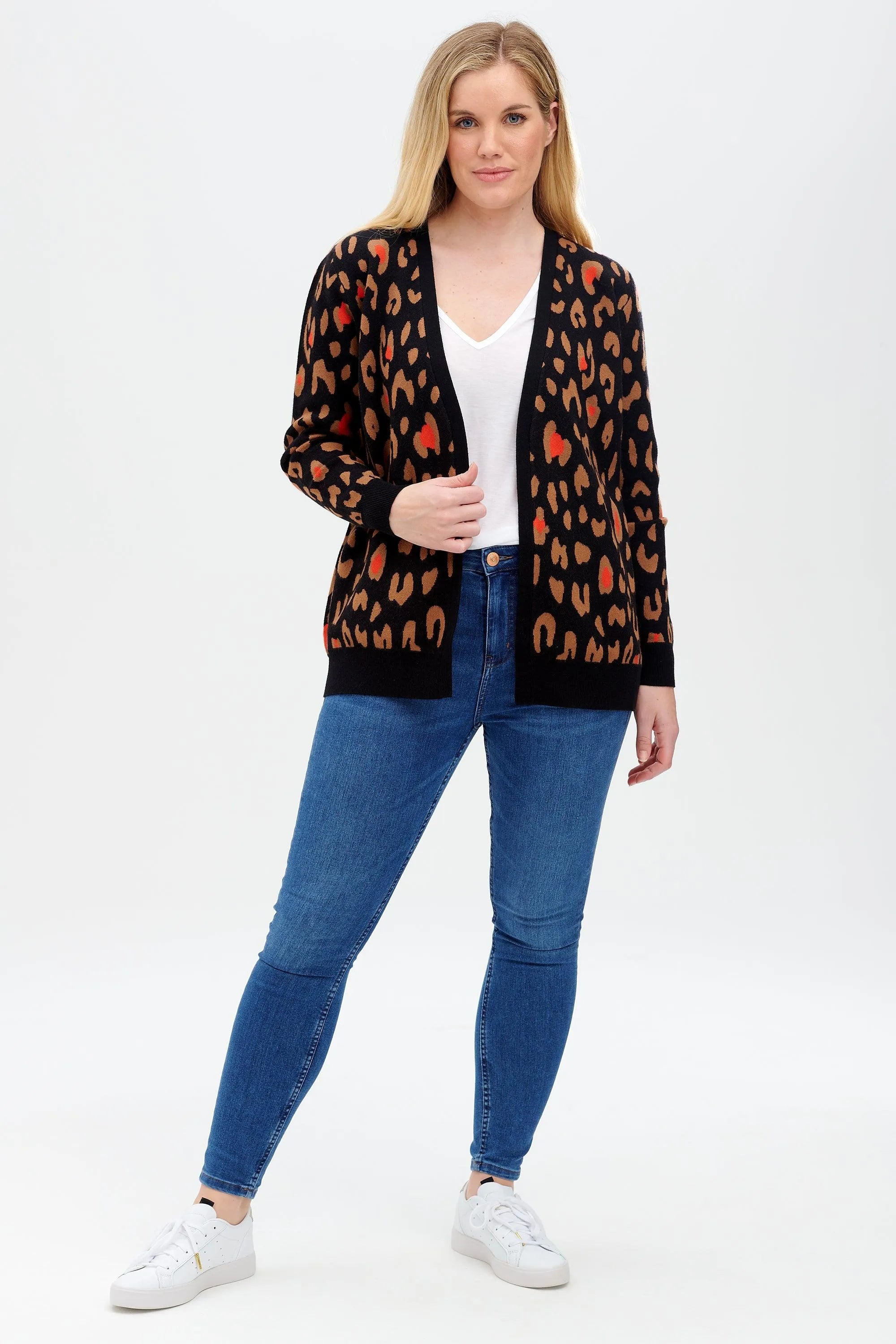 Cárdigan Leanne Negro, Color Pop Leopard - ECRU