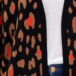 Cárdigan Leanne Negro, Color Pop Leopard - ECRU
