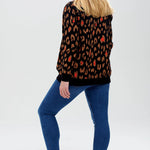 Cárdigan Leanne Negro, Color Pop Leopard - ECRU