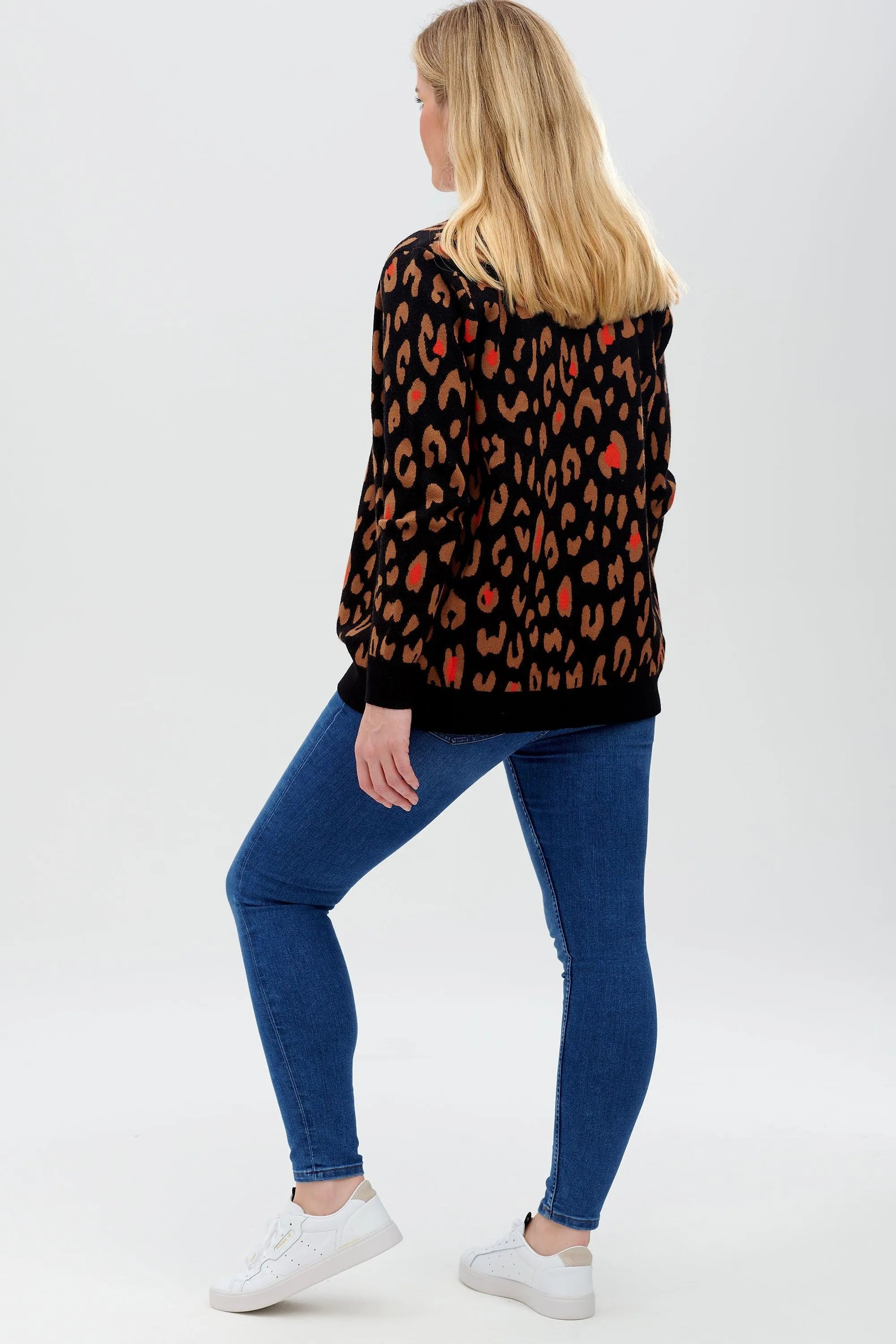 Cárdigan Leanne Negro, Color Pop Leopard - ECRU