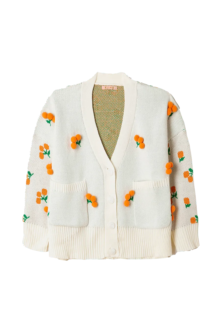 Cardigan Pompones Cerezas - ECRU