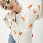 Cardigan Pompones Cerezas - ECRU