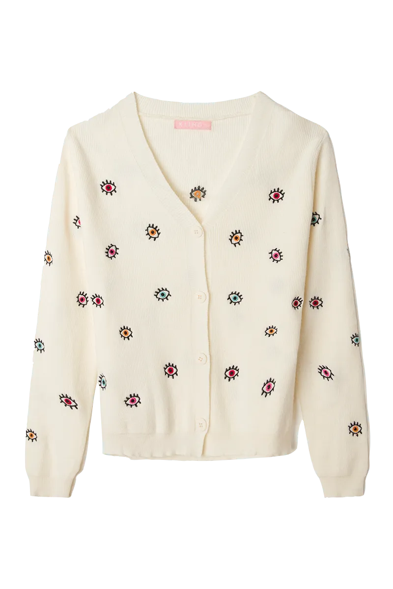 Cardigan punto ojos - ECRU