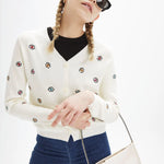 Cardigan punto ojos - ECRU
