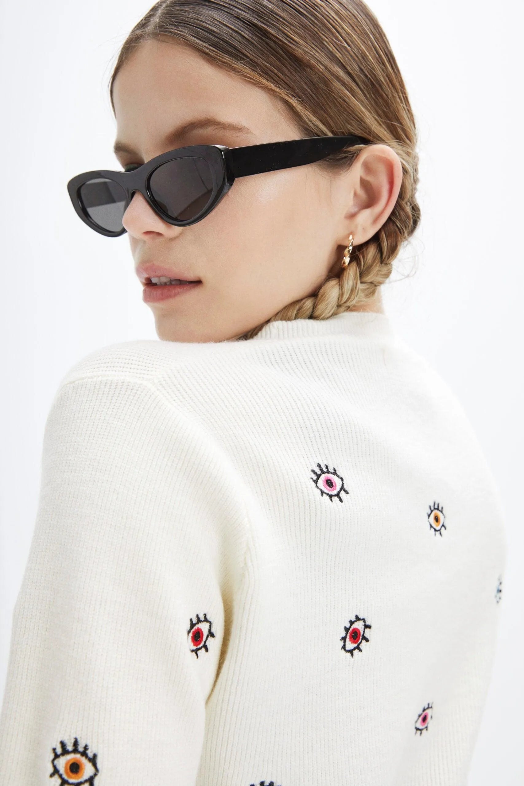 Cardigan punto ojos - ECRU