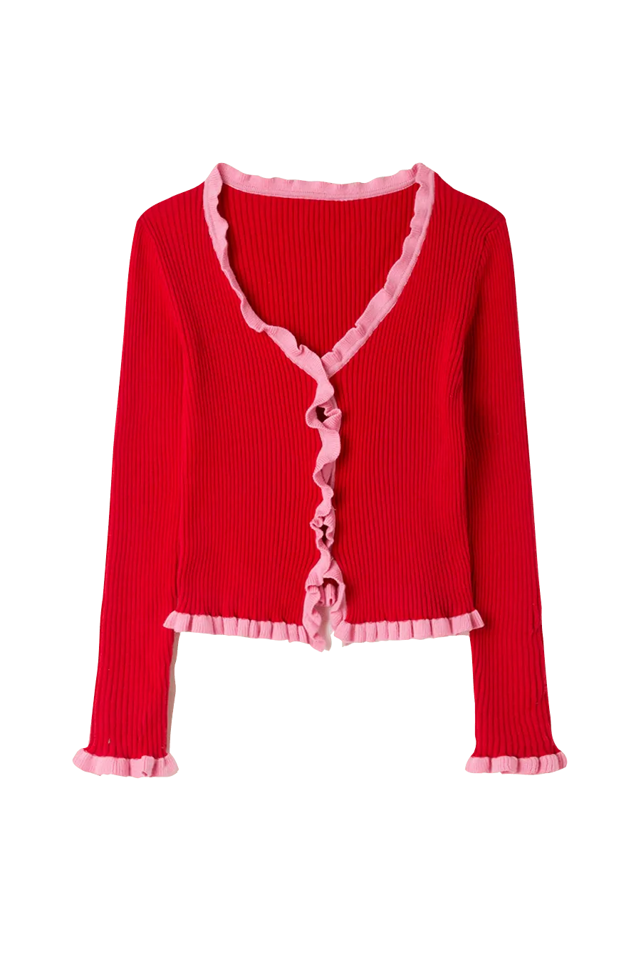 Cardigan Rib Volante - ECRU