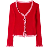 Cardigan Rib Volante - ECRU