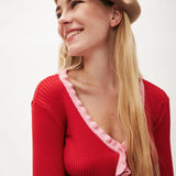 Cardigan Rib Volante - ECRU