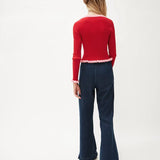 Cardigan Rib Volante - ECRU