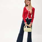 Cardigan Rib Volante - ECRU