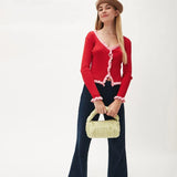 Cardigan Rib Volante - ECRU