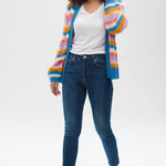 Cárdigan Yvette Multi, Rayas de colores - ECRU