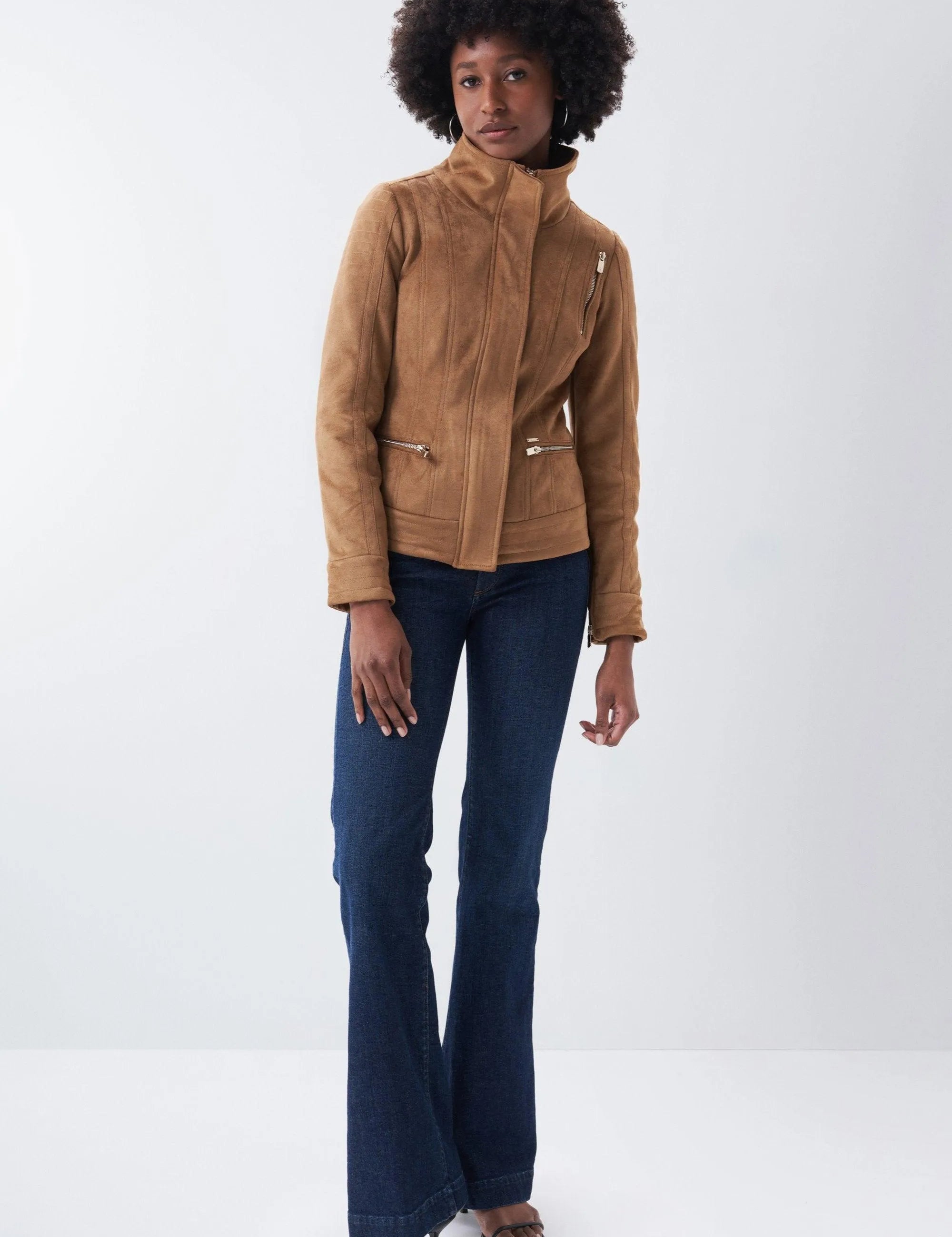 Cazadora de Ante con Cuello - ECRU