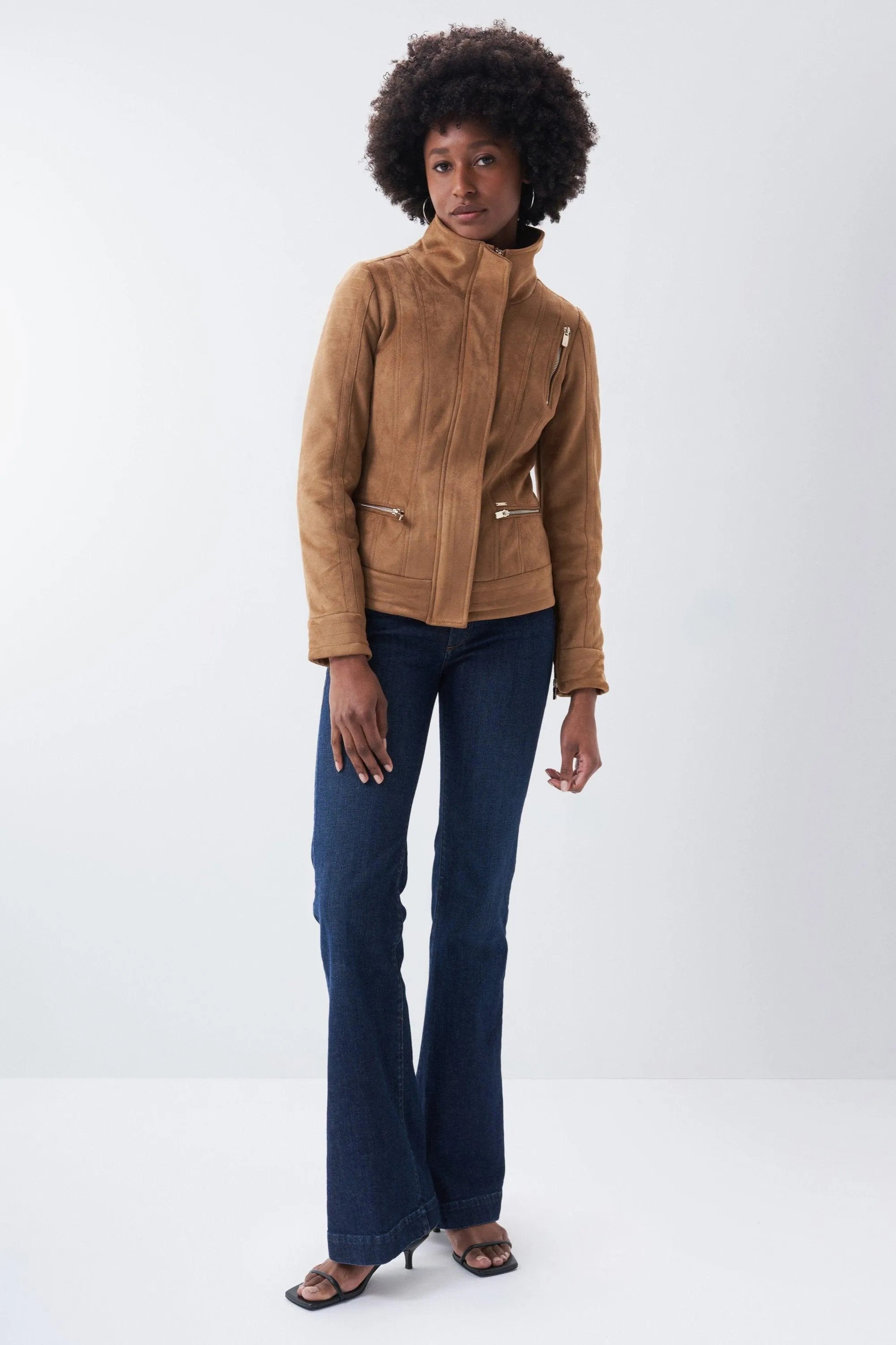 Cazadora de Ante con Cuello - ECRU